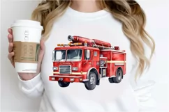 Fire Truck Watercolor Sublimation PNG Clipart Product Image 2