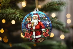 Stained Glass with Christmas Santa Flower PNG Clipart Product Image 2