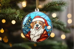 Stained Glass With Christmas Dog And San PNG Clipart Product Image 2
