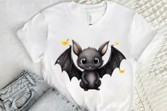 Cute Cartoon Bat Watercolor Sublimation PNG Clipart Product Image 2