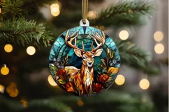 Stained Glass With Christmas Deer Flower PNG Clipart Product Image 2