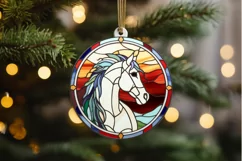 Stained Glass with Christmas Horse PNG Clipart Product Image 2