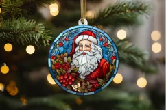 Stained Glass with Christmas Santa Flower PNG Clipart Product Image 2