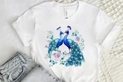 Couple Peacock Heart Sublimation PNG Clipart Product Image 2