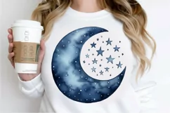 Moon And Stars Watercolor PNG Clipart Product Image 2