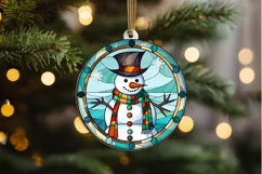 Stained Glass Christmas Snowman PNG Clipart Product Image 2