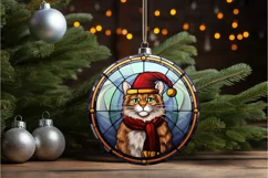 Stained Glass Christmas Cat PNG Clipart Product Image 2