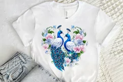 Couple Peacock Heart Sublimation PNG Clipart Product Image 2
