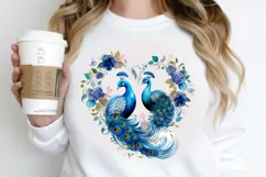 Couple Peacock Heart Sublimation PNG Clipart Product Image 2