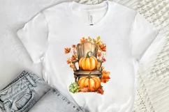 Autumn Chairs Watercolor Pumpkins Sublimation PNG Clipart Product Image 2
