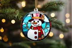 Stained Glass Christmas Snowman PNG Clipart Product Image 2