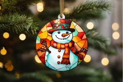 Stained Glass Christmas Snowman PNG Clipart Product Image 2