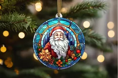 Stained Glass with Christmas Santa Flower PNG Clipart Product Image 2