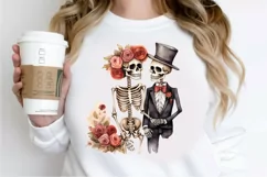 Skeleton Couple Watercolor Sublimation PNG Clipart Product Image 2
