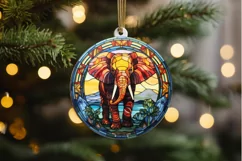 Stained Glass with Christmas Elephant PNG Clipart Product Image 2
