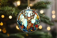 Stained Glass With Christmas Deer Flower PNG Clipart Product Image 2