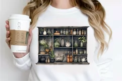 Watercolor Witches Apothecary Cabinet PNG Clipart Product Image 2