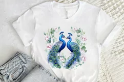 Couple Peacock Heart Sublimation PNG Clipart Product Image 2