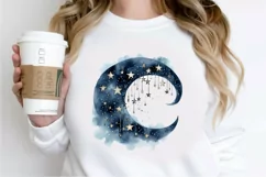 Moon And Stars Watercolor PNG Clipart Product Image 2