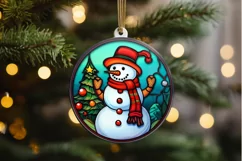 Stained Glass Christmas Snowman PNG Clipart Product Image 2