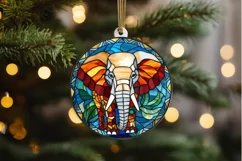 Stained Glass with Christmas Elephant PNG Clipart Product Image 2
