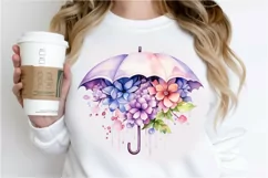 Flower Umbrella Watercolor Sublimation PNG Clipart Product Image 2