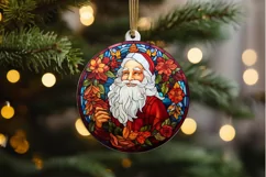 Stained Glass with Christmas Santa Flower PNG Clipart Product Image 2