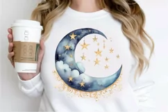 Moon And Stars Watercolor PNG Clipart Product Image 2
