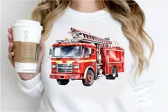 Fire Truck Watercolor Sublimation PNG Clipart Product Image 2