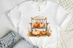 Autumn Chairs Watercolor Pumpkins Sublimation PNG Clipart Product Image 2