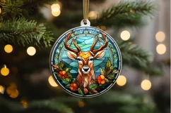 Stained Glass With Christmas Deer Flower PNG Clipart Product Image 2