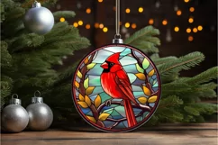 Stained Glass Christmas Red Cardinal Bird PNG Clipart Product Image 2