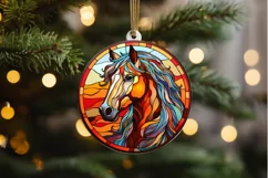 Stained Glass with Christmas Horse PNG Clipart Product Image 2