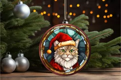 Stained Glass Christmas Cat PNG Clipart Product Image 2