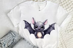 Cute Cartoon Bat Watercolor Sublimation PNG Clipart Product Image 2