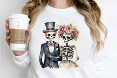 Skeleton Couple Watercolor Sublimation PNG Clipart Product Image 2