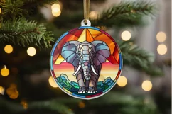 Stained Glass with Christmas Elephant PNG Clipart Product Image 2