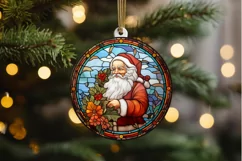 Stained Glass with Christmas Santa Flower PNG Clipart Product Image 2