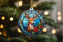 Stained Glass With Christmas Deer Flower PNG Clipart Product Image 2