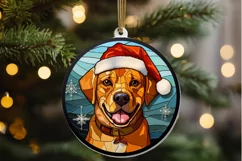 Stained Glass With Christmas Dog And San PNG Clipart Product Image 2