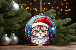 Stained Glass Christmas Cat PNG Clipart Product Image 2