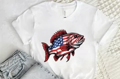 Bass Fish with American Flag Sublimation PNG Clipart Product Image 2