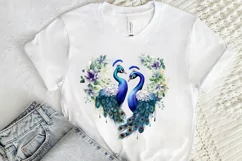Couple Peacock Heart Sublimation PNG Clipart Product Image 2