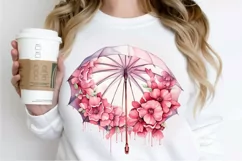 Flower Umbrella Watercolor Sublimation PNG Clipart Product Image 2
