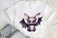 Cute Cartoon Bat Watercolor Sublimation PNG Clipart Product Image 2