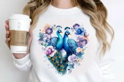 Couple Peacock Heart Sublimation PNG Clipart Product Image 2