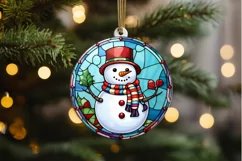 Stained Glass Christmas Snowman PNG Clipart Product Image 2