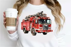 Fire Truck Watercolor Sublimation PNG Clipart Product Image 2