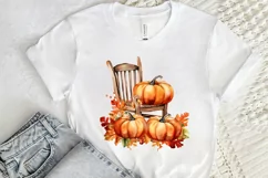 Autumn Chairs Watercolor Pumpkins Sublimation PNG Clipart Product Image 2