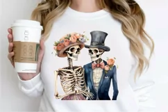 Skeleton Couple Watercolor Sublimation PNG Clipart Product Image 2